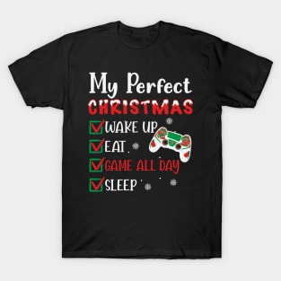 My Perfect Christmas Plan Gamer Boys Girls Christmas Gift T-Shirt